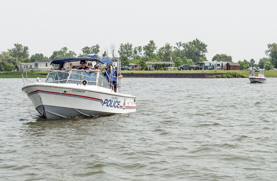 Police boat in water